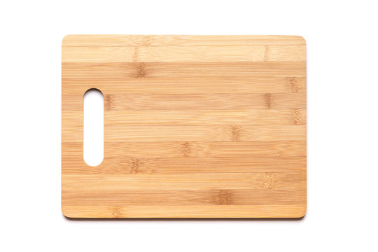 New cutting board made of bamboo on white