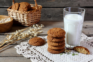 Oatmeal cookies and milk