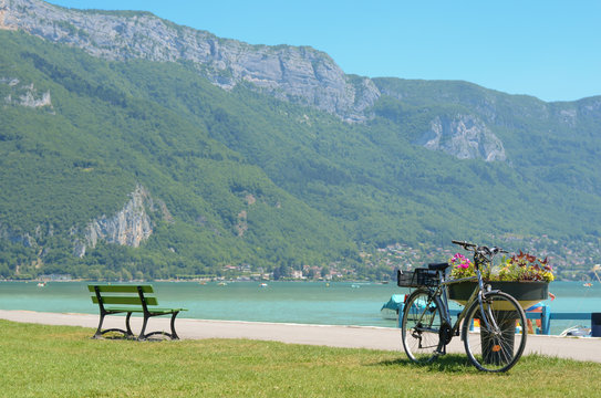 Bicycle parked in France beach