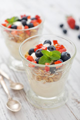 Granola with yogurt and berries