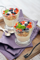 Granola with yogurt and berries