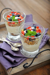 Granola with yogurt and berries