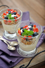 Granola with yogurt and berries