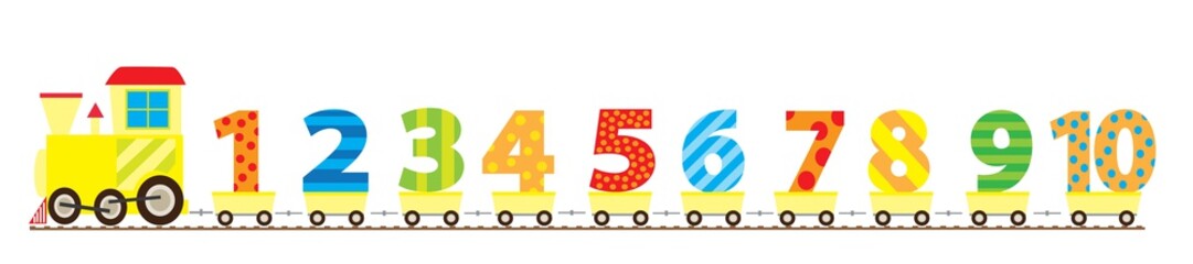 Nice colorful train with numbers 1 - 10 / vectors for children