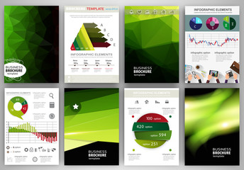 Fototapeta premium Green backgrounds, abstract concept infographics and icons