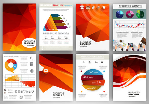 Orange backgrounds, abstract concept infographics and icons