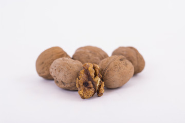 Walnut on white background