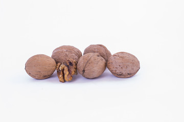 Walnut on white background
