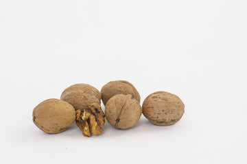 Walnut on white background