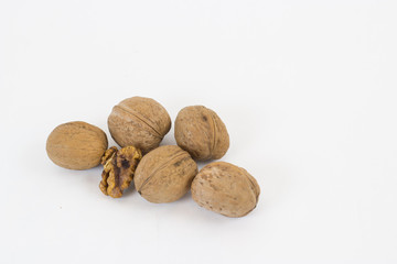 Walnut on white background