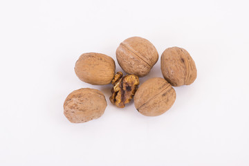 Walnut on white background