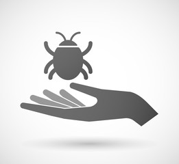 Isolated hand giving a bug