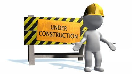 Under construction - barrier and 3D people