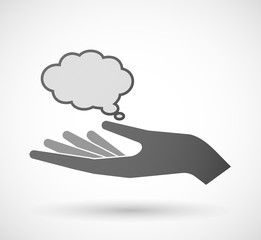 Isolated hand giving a comic cloud balloon