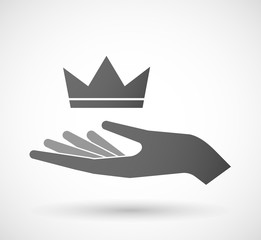 Isolated hand giving a crown