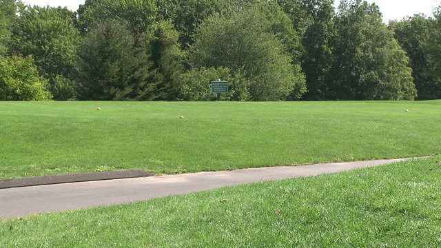 Golf cart traveling around course