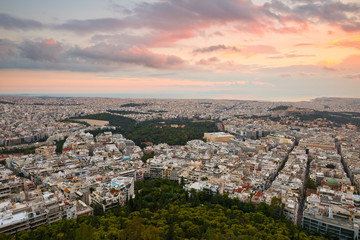 View of Athens from Lycabettus Hill, Greece.
