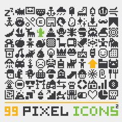 Pixel art web icons vector set 2