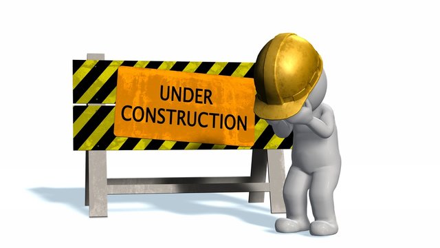 Under construction - barrier and 3D people