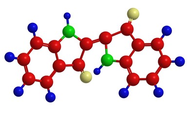 Molecular structure of indigotin (indigo dye)
