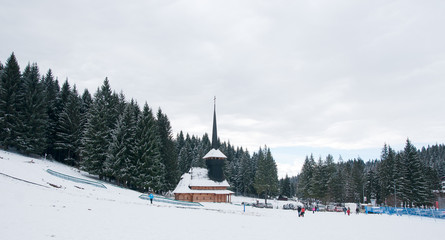 Obraz premium Winter church in Romania