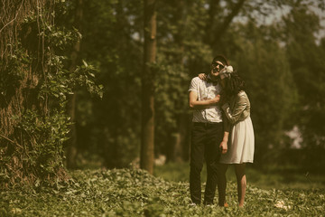 beautiful couple in park