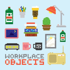 Workplace objects vector set
