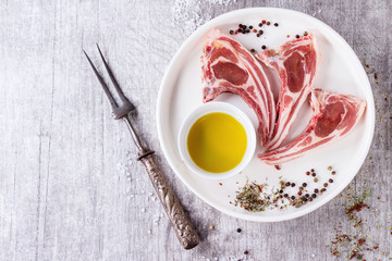 Raw lamb chops