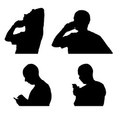 man and mobile phone silhouette