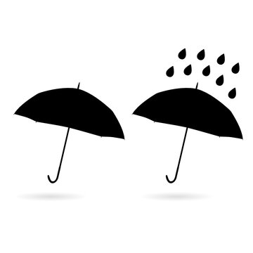 umbrella silhouette and water drop illustration