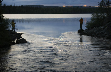 Fishing at sunset