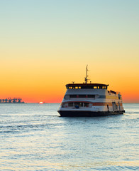 Ferry boat at sunset, Portugal © joyt