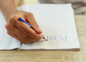 Hand writing word plan