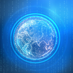Abstract global telecommunications internet network of the world