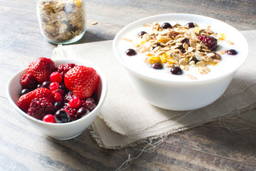 Yogurt with cereals and fruit