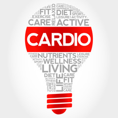 CARDIO bulb word cloud, health concept