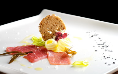 Fine dining Tuna Sashimi appetizer