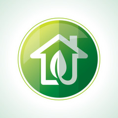 ecology icons with green leaves in vector