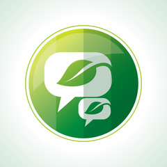 ecology icons with green leaves in vector