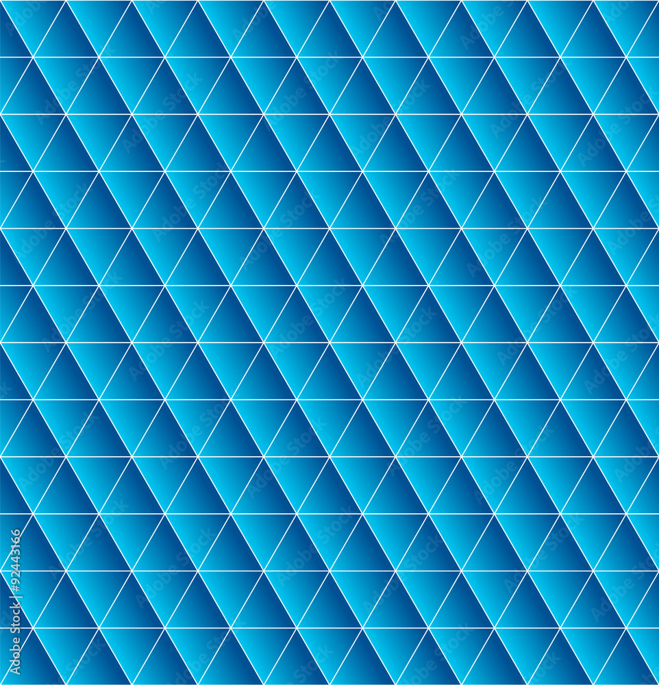 Wall mural triangles seamless with blue gradient. beautiful polygon textur