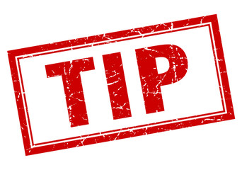 tip red square grunge stamp on white