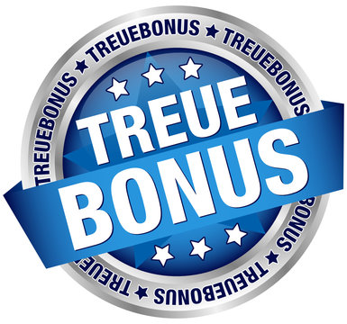 Button Banner "Treuebonus" blau/silber
