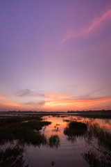 Fototapeta na wymiar Huayyang reservoir at sunset