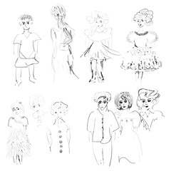 Abstract sketch girls in vector. Doodle collection