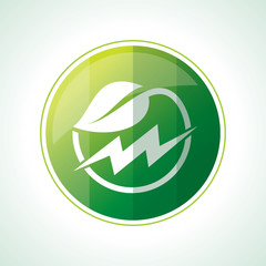 Ecology icons with green leaves in vector