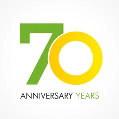 Deurstickers 70 circle anniversary logo. Template logo 70th anniversary with a circle in the form of a graph and the number 7 © koltukovs
