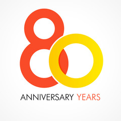 Fototapeta na wymiar 80 circle anniversary logo. Template logo 80th anniversary with a circle in the form of a graph and the number 8