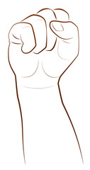 Fist - win and triumph gesture. Illustration on white background.