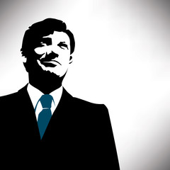 Handsome page layout with businessman and a globe