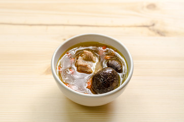 Steamed pork spare ribs, black mushroom and Chinese herbs
